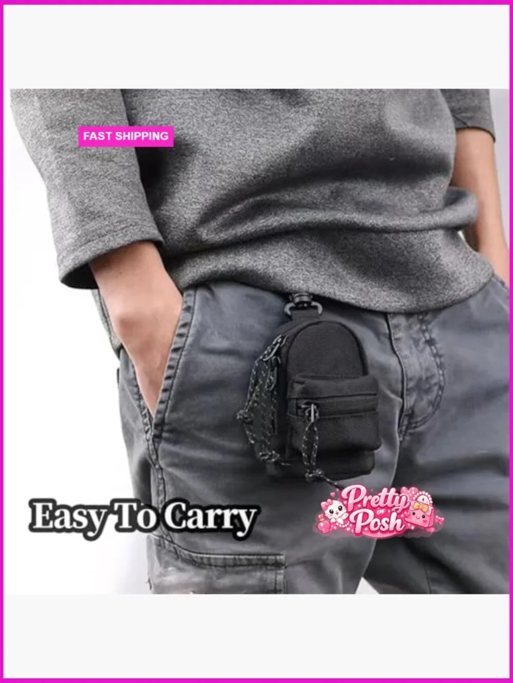 Nylon Coin Purse Keychain Wallet with Zipper, Mini Tactical Pouch
